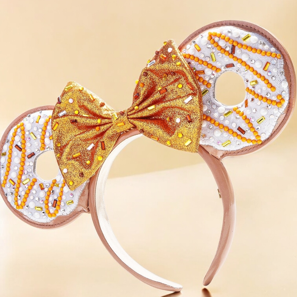 NEW Minnie Mouse Disney Donut Ears Headband Glass Stones Licensed Disney Product - Picture 2 of 5
